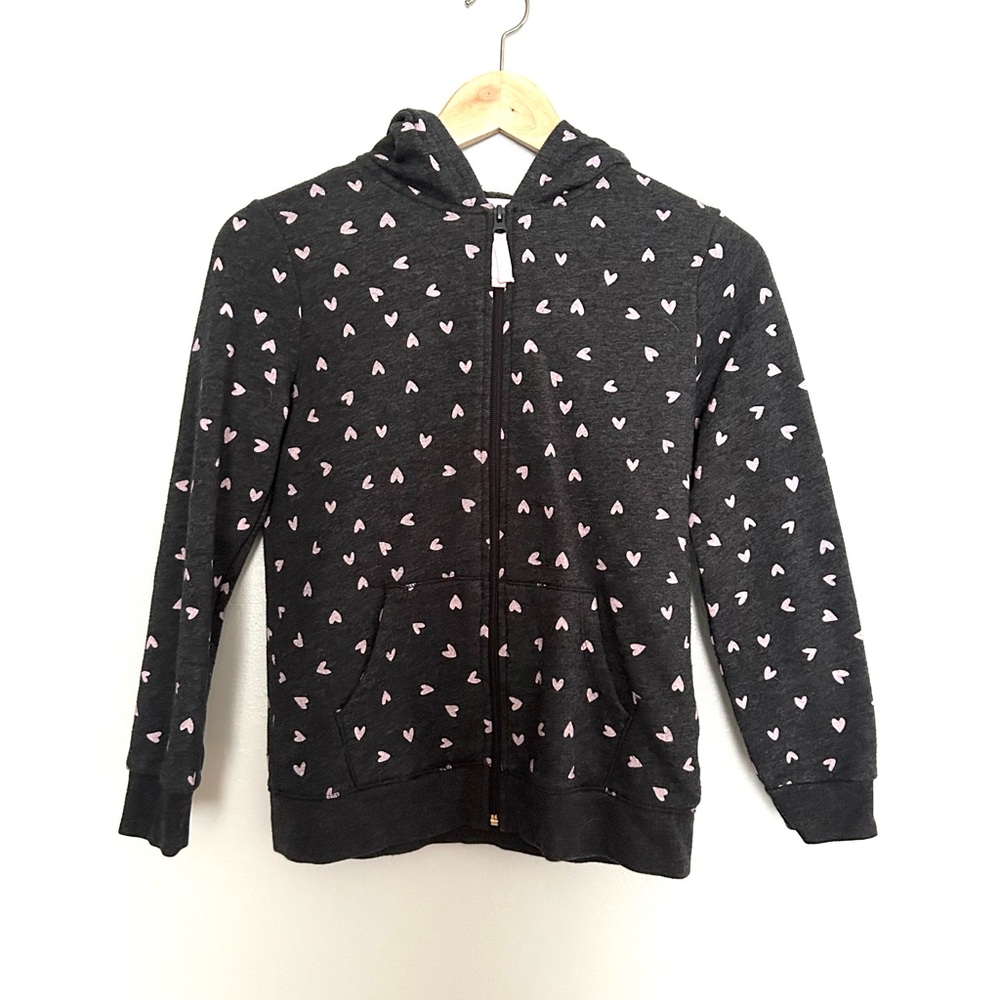 Cat & Jack Gray Sweatshirt Heart Print Hoodie